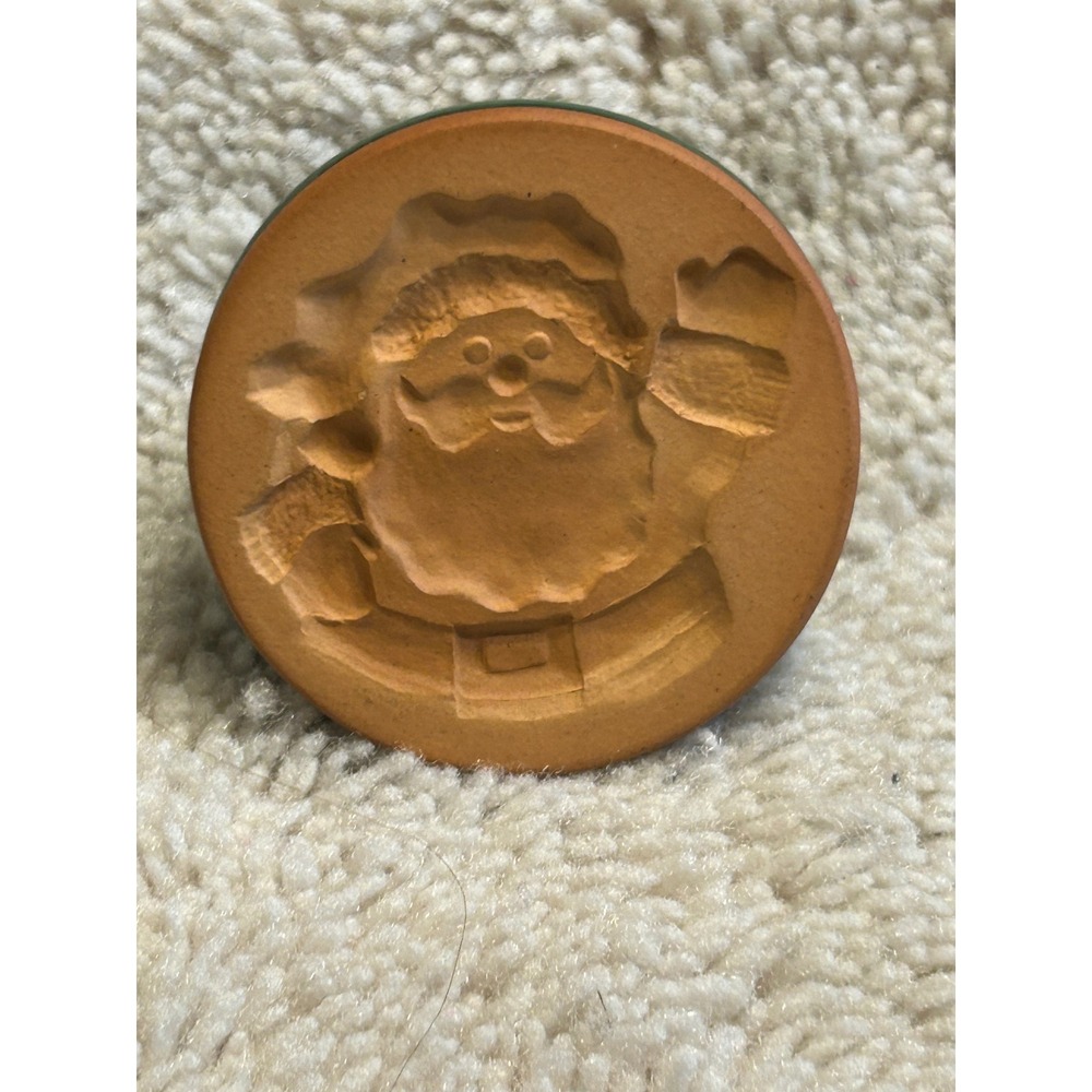 Rycraft Santa Claus Cookie Stamp Terra Cotta Christmas Cookie Press Green Handle